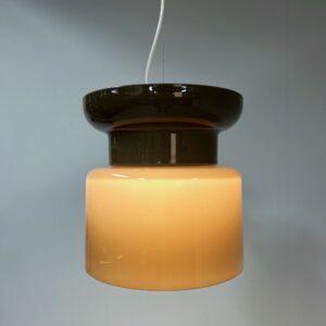 Large Pendant Lamp “Home” by Filippo Mariucci for Harvey Guzzini, 1970s &#8211; Ø33 cm, Brown-White Plexiglass