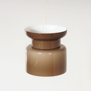 Large Pendant Lamp “Home” by Filippo Mariucci for Harvey Guzzini, 1970s &#8211; Ø33 cm, Brown-White Plexiglass