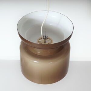 Large Pendant Lamp “Home” by Filippo Mariucci for Harvey Guzzini, 1970s &#8211; Ø33 cm, Brown-White Plexiglass