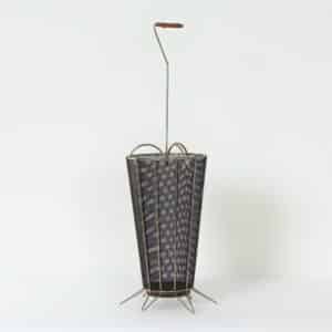 Mid-Century Umbrella Stand &#8211; Perforated Metal &#038; Chrome, Mategot Style, 1950s