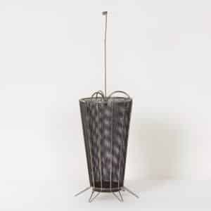Mid-Century Umbrella Stand &#8211; Perforated Metal &#038; Chrome, Mategot Style, 1950s