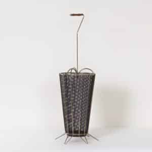 Mid-Century Umbrella Stand &#8211; Perforated Metal &#038; Chrome, Mategot Style, 1950s