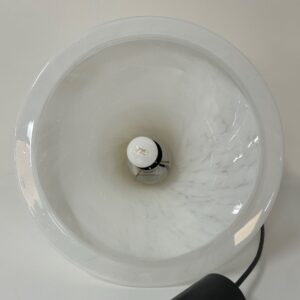 Mouth-blown Pendant Lamp Model L4233 by Glashütte Limburg, 1970s – Cloudy Opal Glass and Brass Fixture