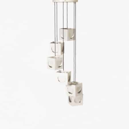 Scandinavian Pendant Lamp by Shogo Suzuki for Orno Stockmann (1960s) - 6 Minimalist Cube Lamps with Geometric Play of Light
