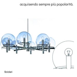 Chandelier ‘Club Series’ by Gaetano Sciolari for Sciolari Lighting, 1970s &#8211; Smoked glass &#038; Chrome