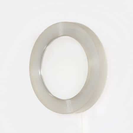Vintage round mirror from the 70s | Pop-art style, LED lighting (white plastic, 45 cm)
