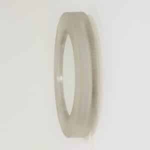 Vintage round mirror from the 70s | Pop-art style, LED lighting (white plastic, 45 cm)