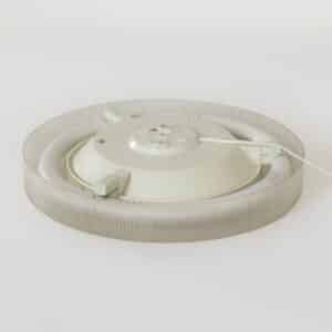 Vintage round mirror from the 70s | Pop-art style, LED lighting (white plastic, 45 cm)