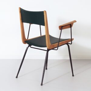Boomerang Chair, Attributed to Carlo De Carli, 1950s &#8211; Italian Design, Wooden Armrests, New Upholstery