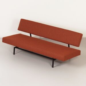 Sofa bed BR 53 9 by Martin Visser for &#8216;t Spectrum, 1960 &#8211; Black Frame, Orange-Brown Upholstery