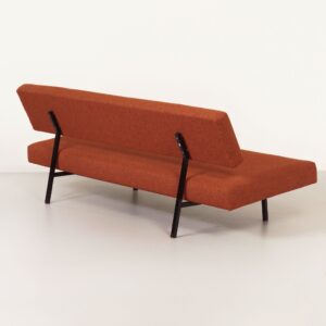 Sofa bed BR 53 9 by Martin Visser for &#8216;t Spectrum, 1960 &#8211; Black Frame, Orange-Brown Upholstery