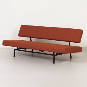 Sofa bed BR 53 9 by Martin Visser for &#8216;t Spectrum, 1960 &#8211; Black Frame, Orange-Brown Upholstery