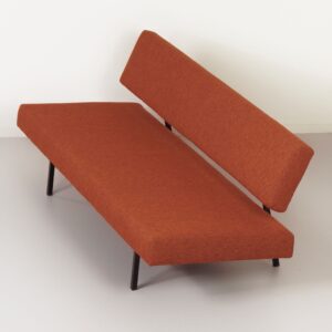 Sofa bed BR 53 9 by Martin Visser for &#8216;t Spectrum, 1960 &#8211; Black Frame, Orange-Brown Upholstery