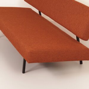 Sofa bed BR 53 9 by Martin Visser for &#8216;t Spectrum, 1960 &#8211; Black Frame, Orange-Brown Upholstery