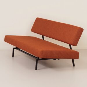 Sofa bed BR 53 9 by Martin Visser for &#8216;t Spectrum, 1960 &#8211; Black Frame, Orange-Brown Upholstery