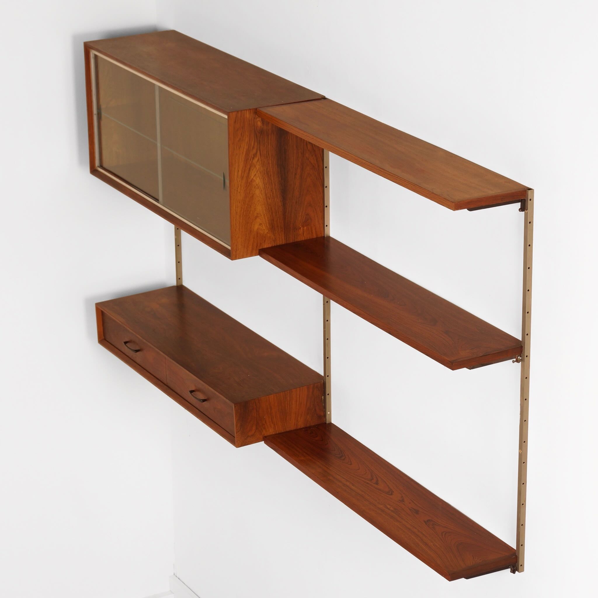Vintage Design Wall System by Tetex, 1960s &#8211; Rosewood, Modular with Display Case and Drawer