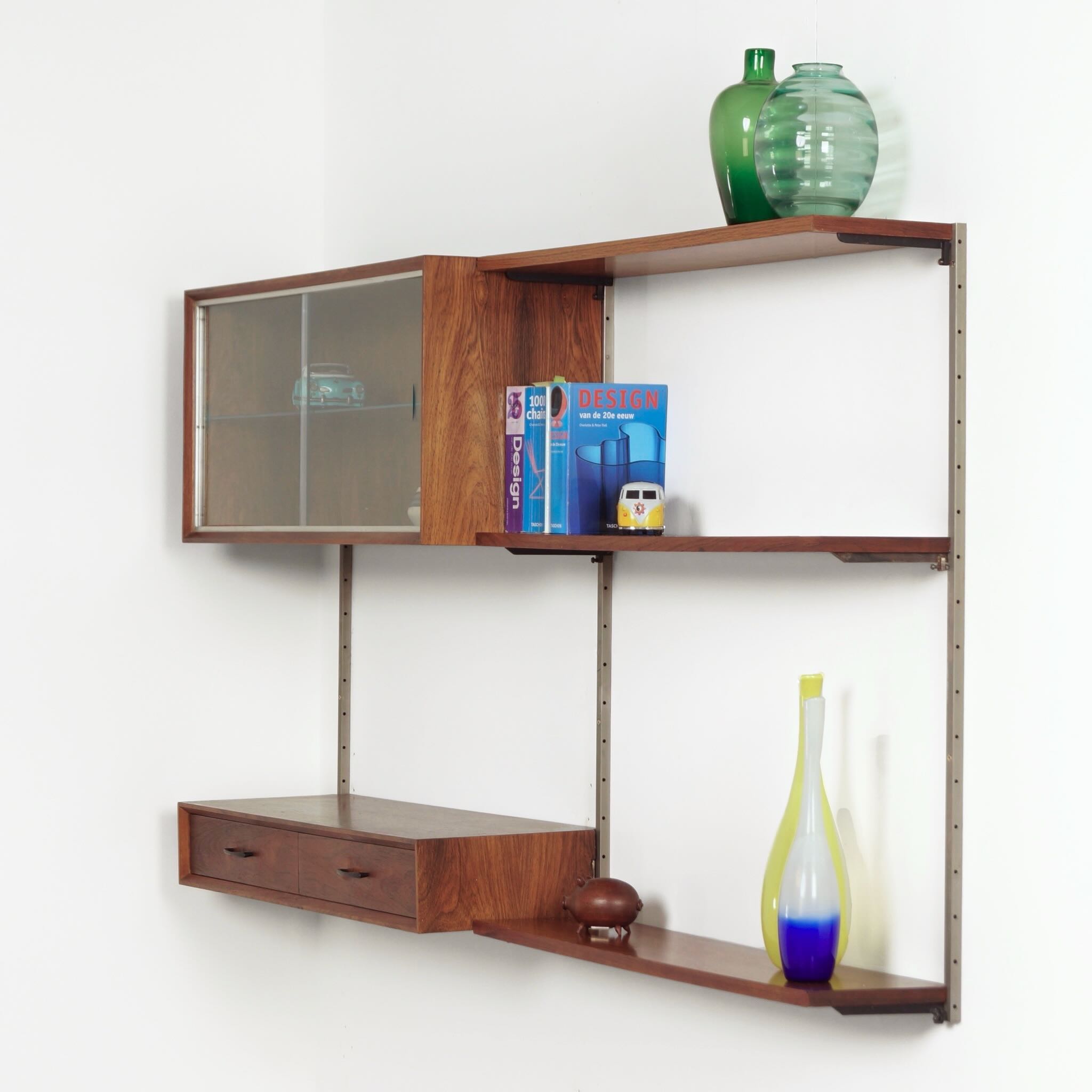 Vintage Design Wall System by Tetex, 1960s &#8211; Rosewood, Modular with Display Case and Drawer