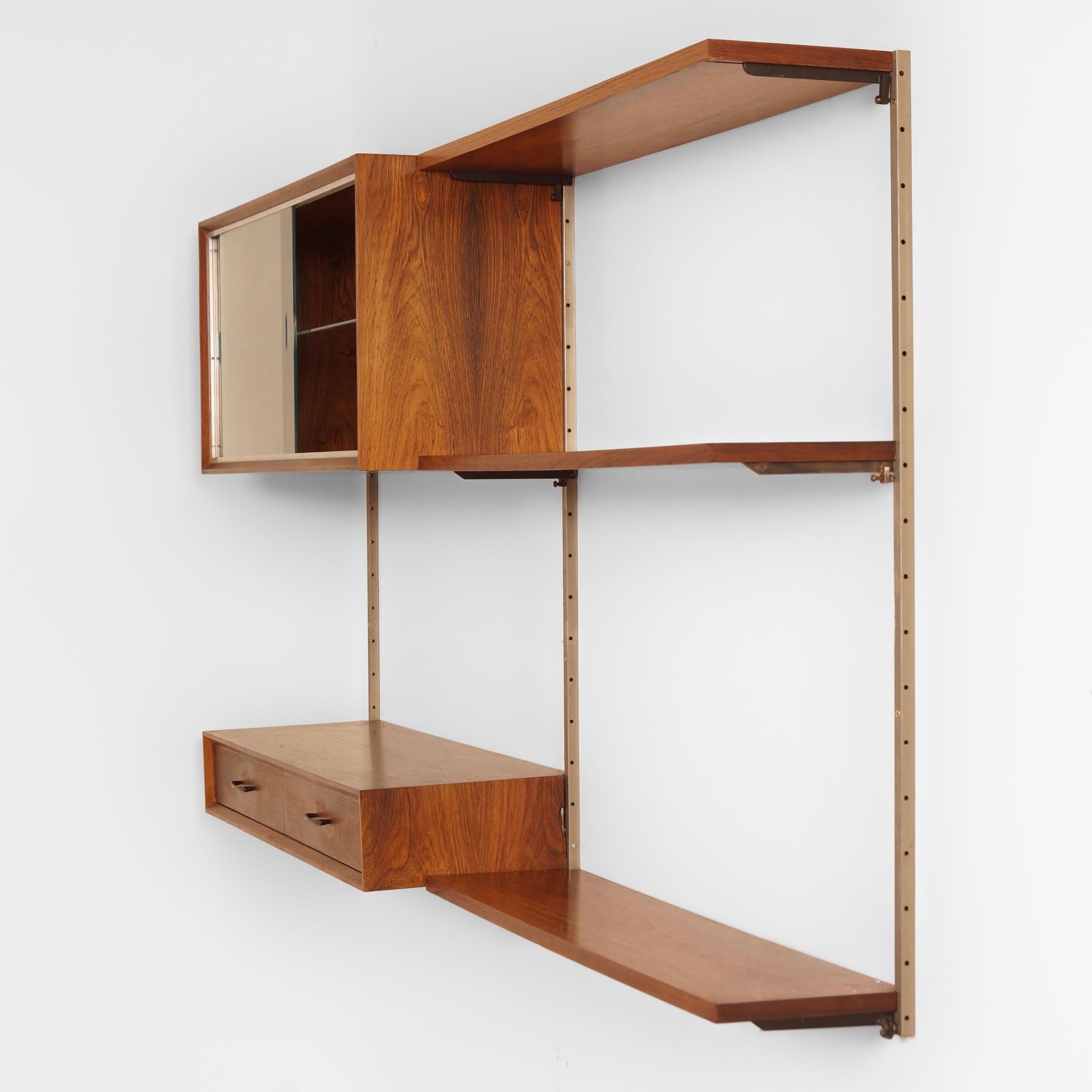Vintage Design Wall System by Tetex, 1960s &#8211; Rosewood, Modular with Display Case and Drawer