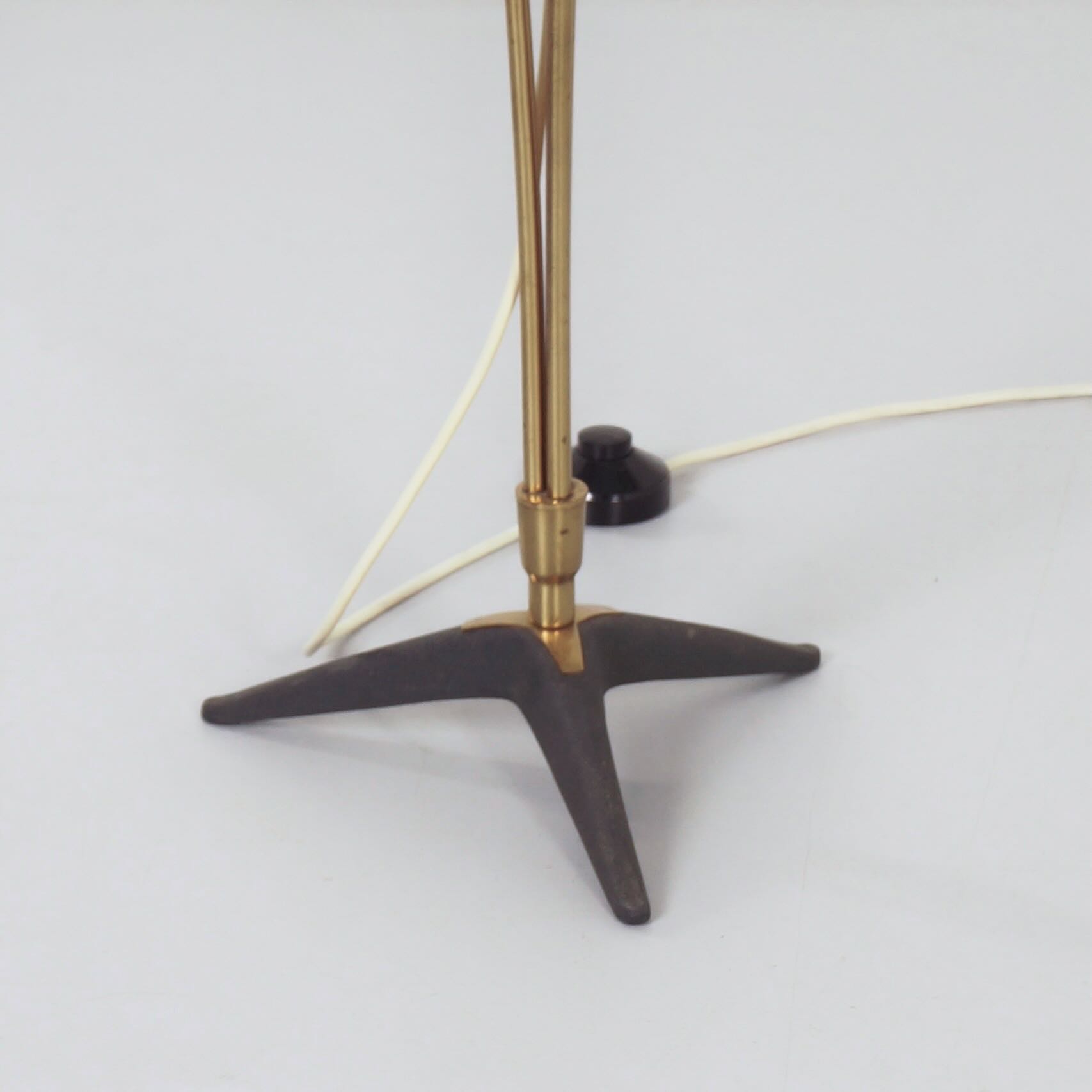 Brass Floor Lamp by Cosack Leuchten, 1950s – Cocoon-Shaped Fiberglass Shade