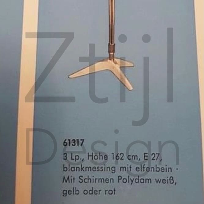 Brass Floor Lamp by Cosack Leuchten, 1950s – Cocoon-Shaped Fiberglass Shade