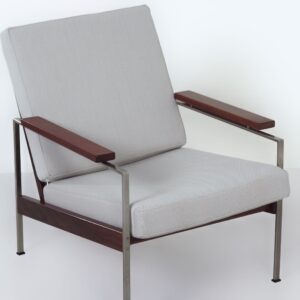 Vintage Sofa set by Furniture Industry Gelderland, 1960s &#8211; Teak wood, New Light Grey Kvadrat Fabric