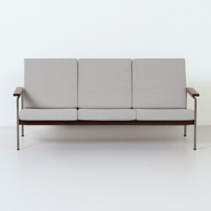 Vintage Sofa set by Furniture Industry Gelderland, 1960s &#8211; Teak wood, New Light Grey Kvadrat Fabric