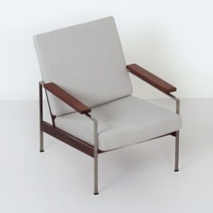 Vintage Sofa set by Furniture Industry Gelderland, 1960s &#8211; Teak wood, New Light Grey Kvadrat Fabric
