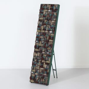Ceramic wall sculpture in metal frame, Netherlands 1960s, large handmade wall piece
