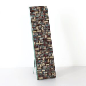 Ceramic wall sculpture in metal frame, Netherlands 1960s, large handmade wall piece