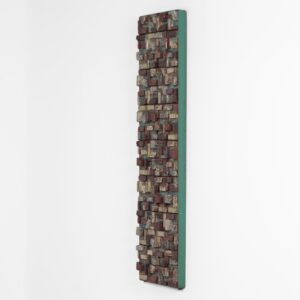 Ceramic wall sculpture in metal frame, Netherlands 1960s, large handmade wall piece