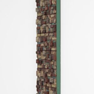 Ceramic wall sculpture in metal frame, Netherlands 1960s, large handmade wall piece