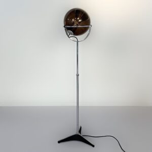 Globe floor lamp by Frank Ligtelijn for Raak Amsterdam, 1960s, smoked glass, 1st edition