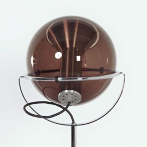 Globe floor lamp by Frank Ligtelijn for Raak Amsterdam, 1960s, smoked glass, 1st edition