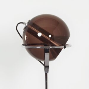 Globe floor lamp by Frank Ligtelijn for Raak Amsterdam, 1960s, smoked glass, 1st edition
