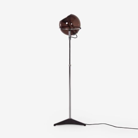 Globe floor lamp by Frank Ligtelijn for Raak Amsterdam, 1960s, smoked glass, 1st edition