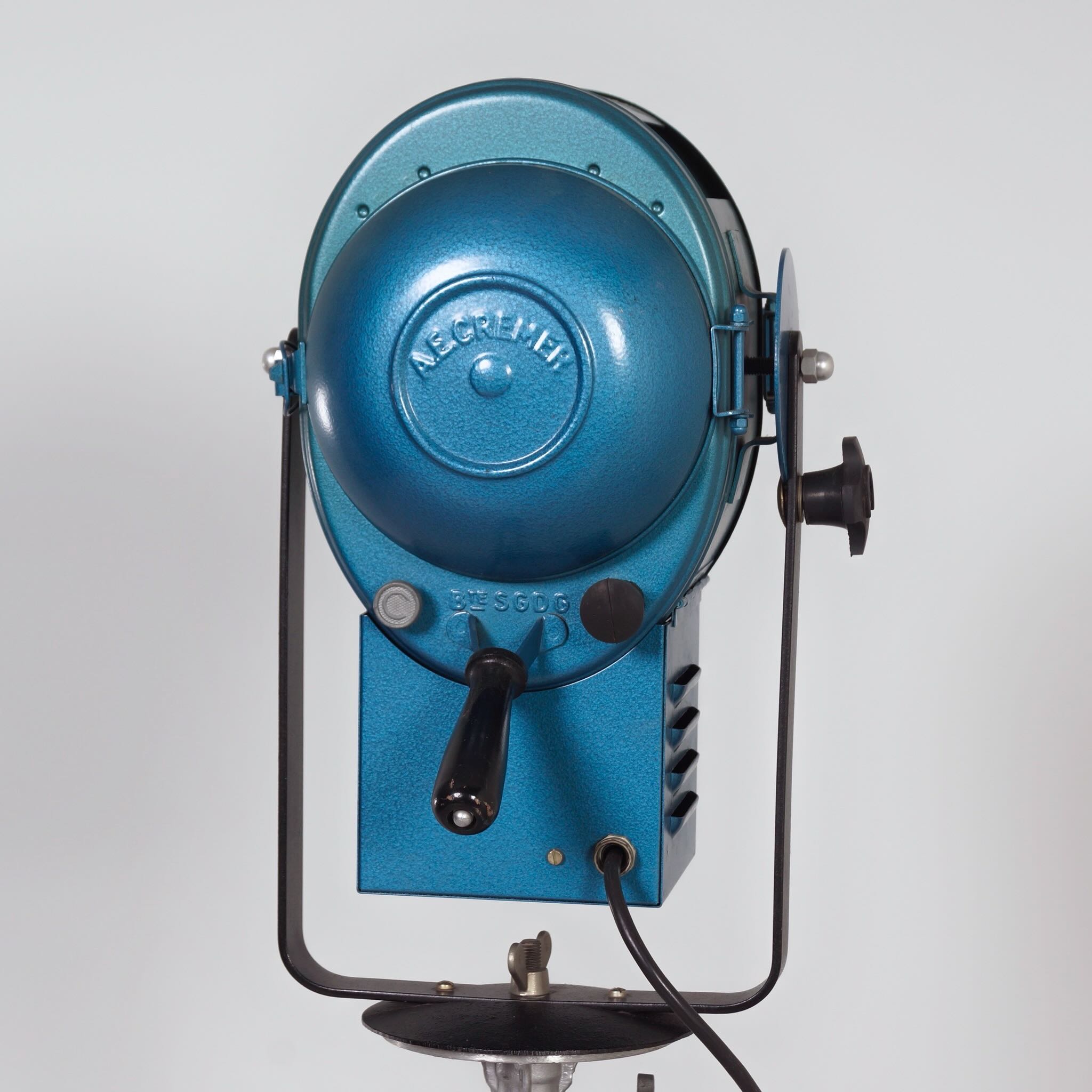 Vintage Theater Spotlight by A.E. Cremer from the 1950s in Blue Metal