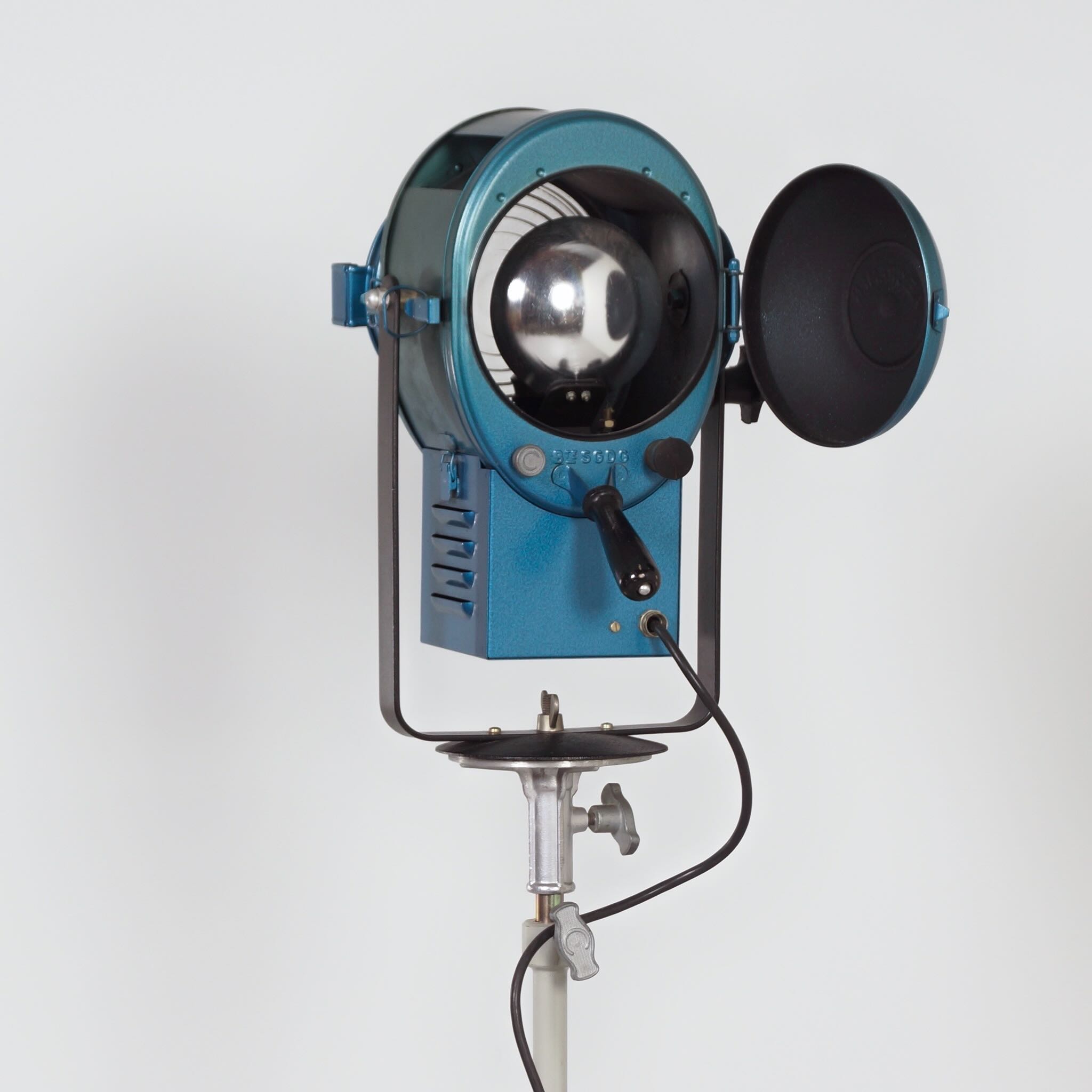 Vintage Theater Spotlight by A.E. Cremer from the 1950s in Blue Metal