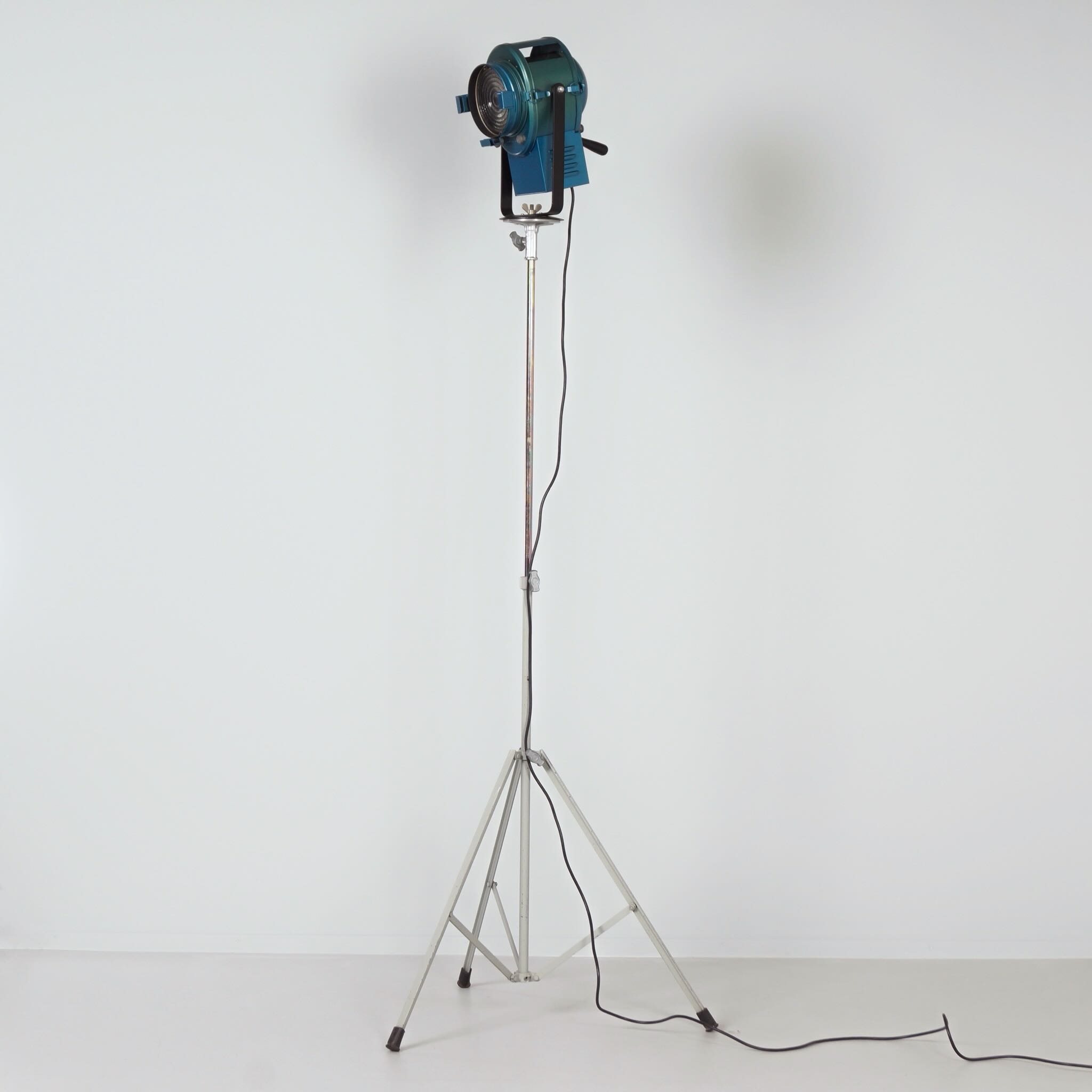 Vintage Theater Spotlight by A.E. Cremer from the 1950s in Blue Metal