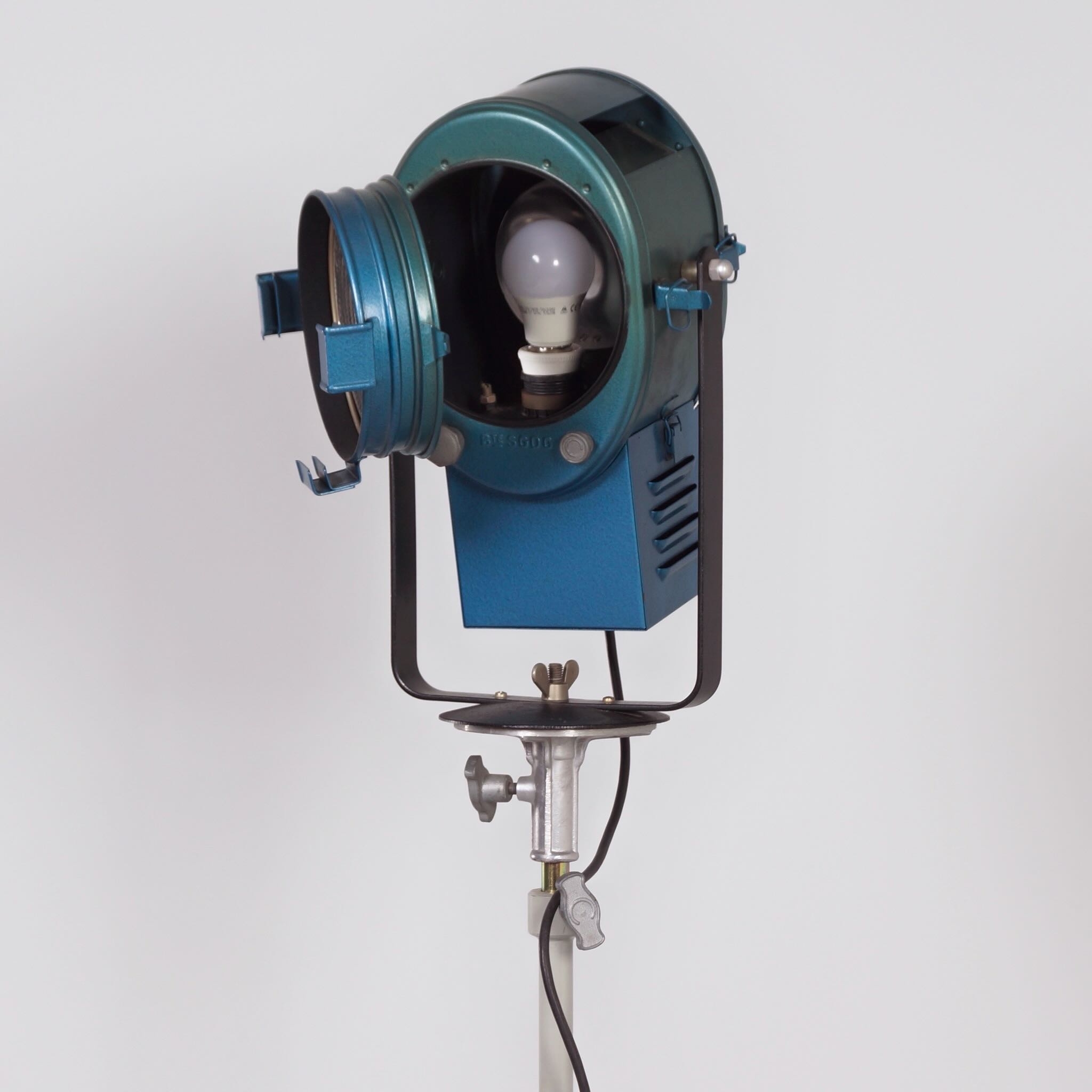 Vintage Theater Spotlight by A.E. Cremer from the 1950s in Blue Metal