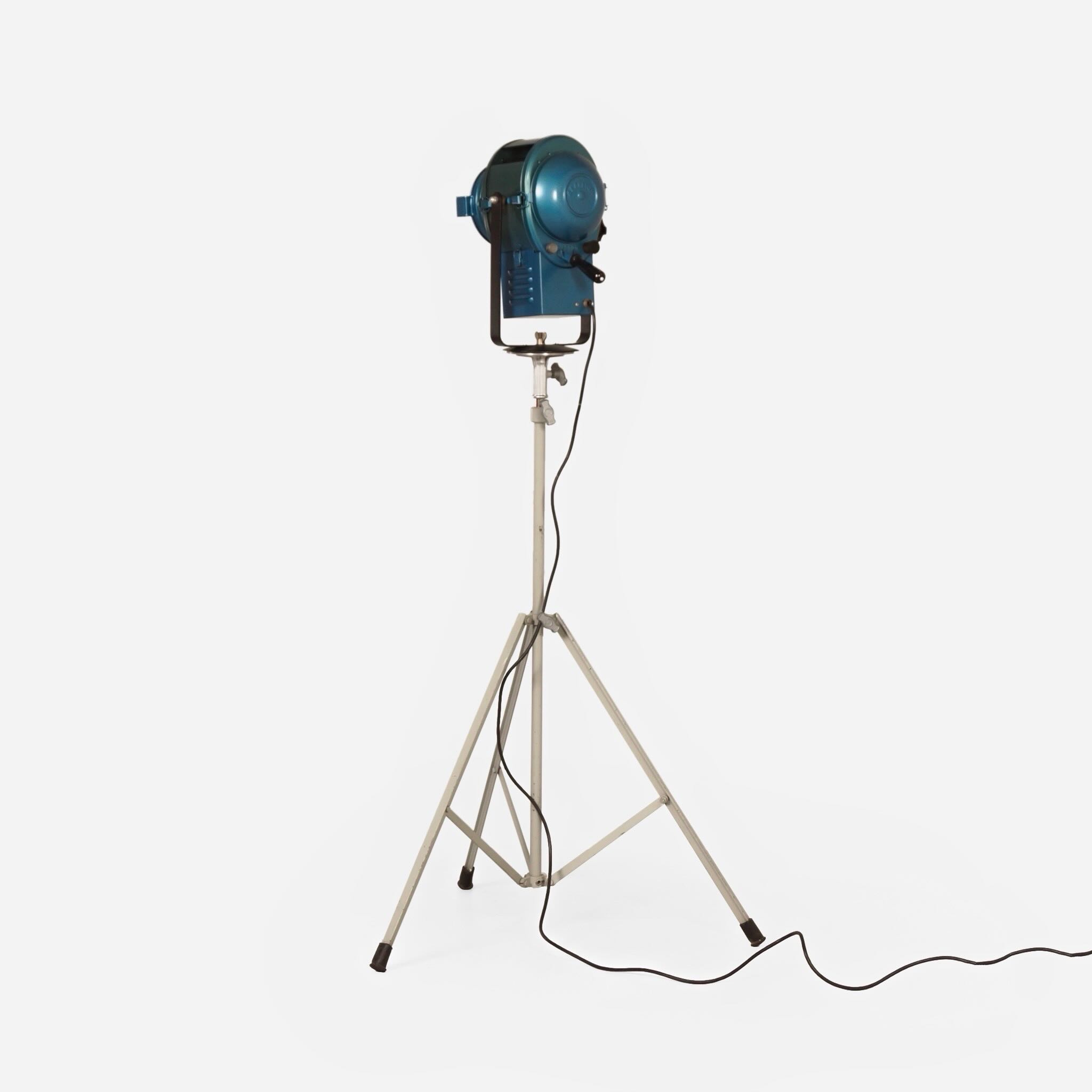 Vintage Theater Spotlight by A.E. Cremer from the 1950s in Blue Metal