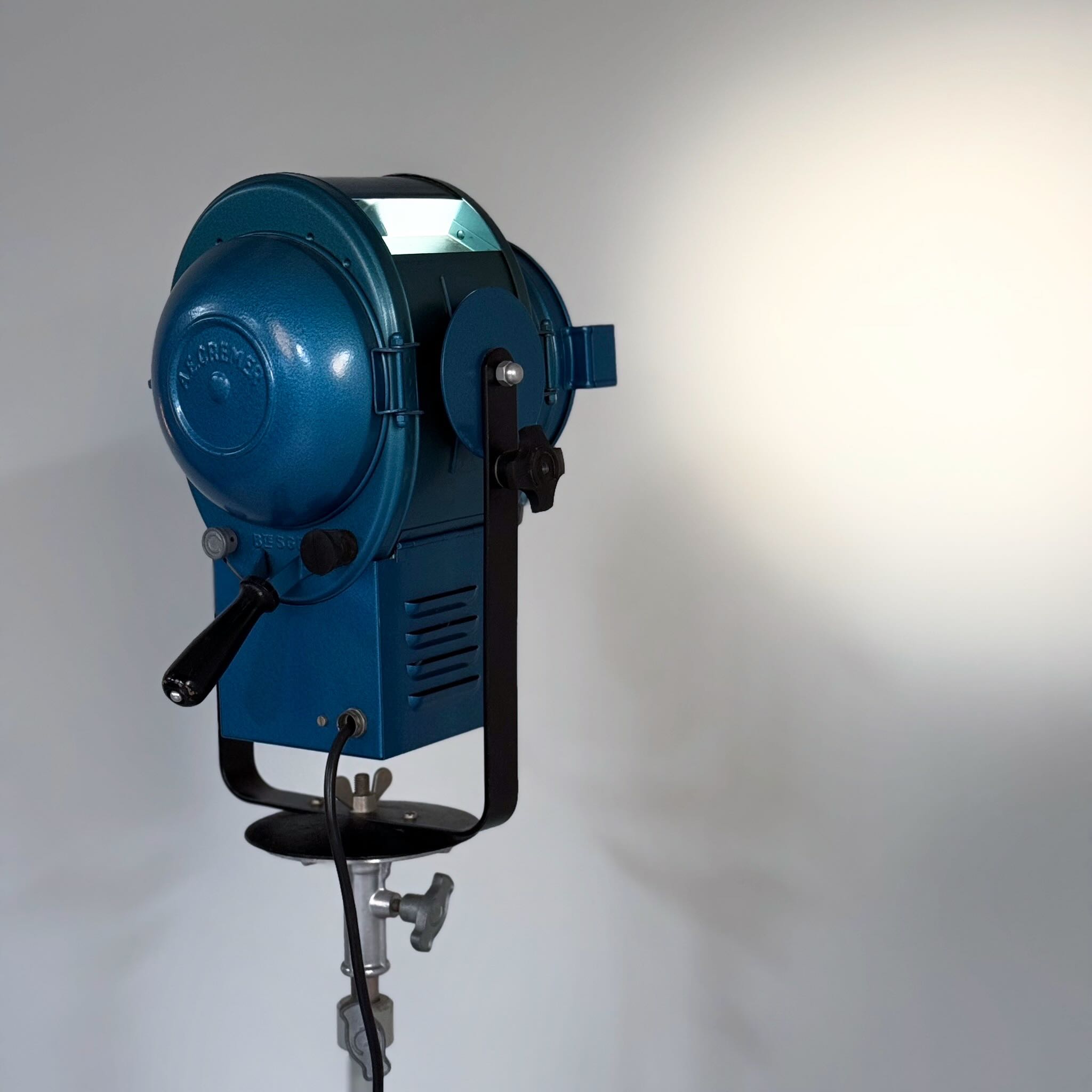 Vintage Theater Spotlight by A.E. Cremer from the 1950s in Blue Metal
