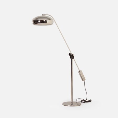 Chrome space age floor lamp from the 70s with adjustable rod arm