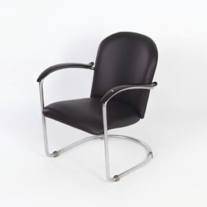 414 ladies&#8217; armchair by W.H. Gispen for Gispen from the 1930s in reupholstered black leather