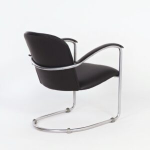 414 ladies&#8217; armchair by W.H. Gispen for Gispen from the 1930s in reupholstered black leather
