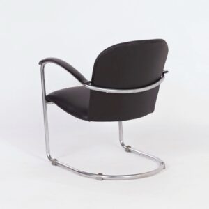 414 ladies&#8217; armchair by W.H. Gispen for Gispen from the 1930s in reupholstered black leather