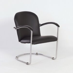 414 ladies&#8217; armchair by W.H. Gispen for Gispen from the 1930s in reupholstered black leather