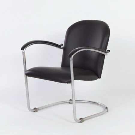 Danish Armchair in Teak and Black Artificial Leather, 1970s &#8211; Mid-Century