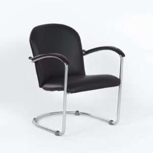 414 ladies&#8217; armchair by W.H. Gispen for Gispen from the 1930s in reupholstered black leather