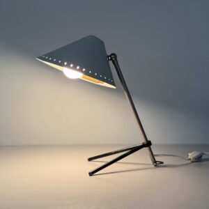 Pinocchio table lamp by H. Busquet for Hala from the 1950s in white metal