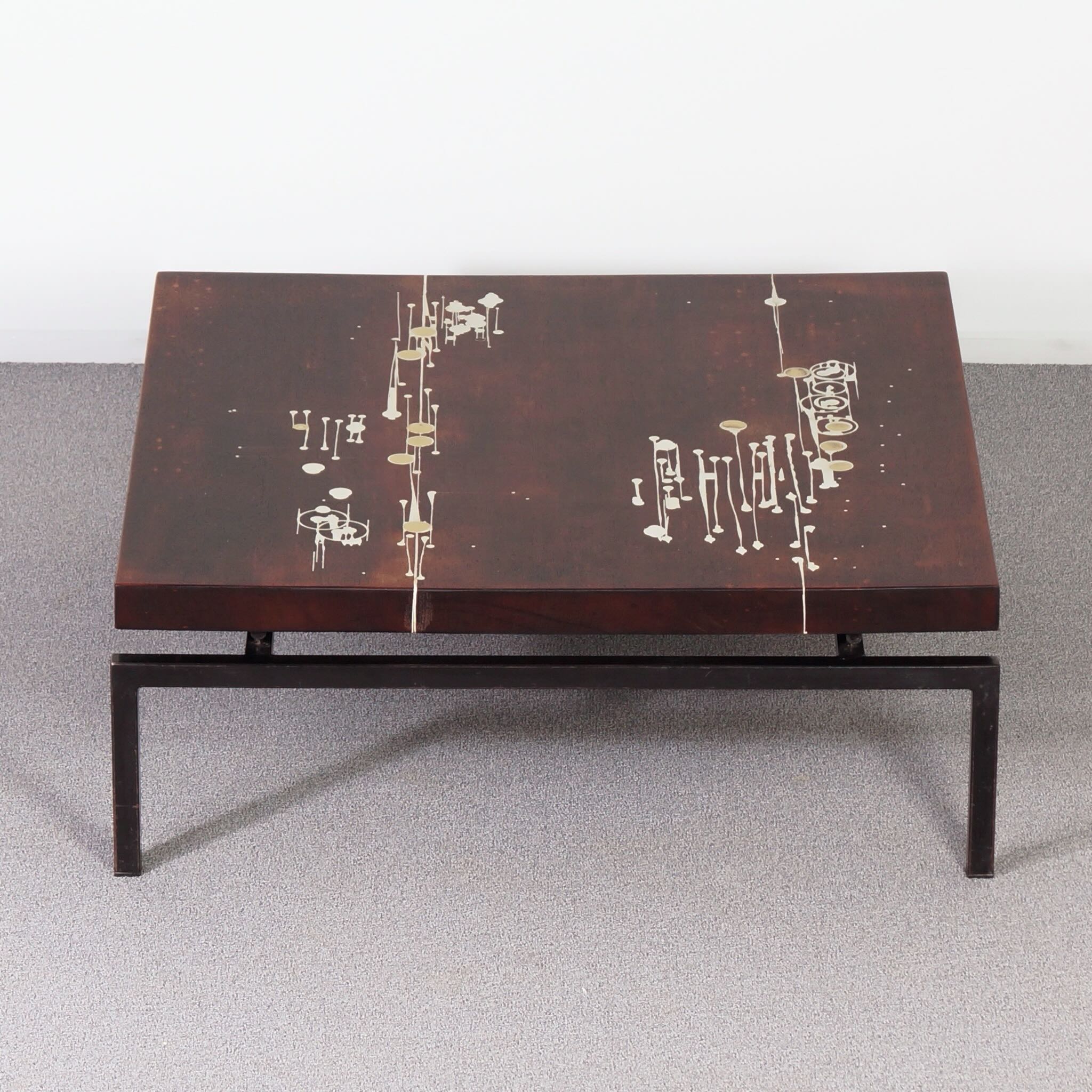 Coffee Table by Paul Kingma, 1970s – Ebony with Brass and Resin Inlay